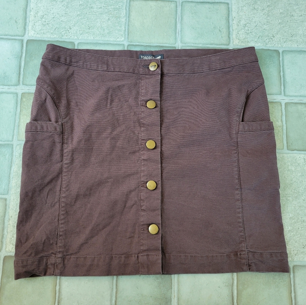 Toad & Co Chocolate Button-Down Mini Skirt Size 6